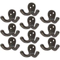 Hammer and Tongs Double Coat Hook - W50mm x H35mm - Pack of 10 in Black | Size: 1000mm x 1000mm
