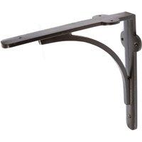 Hammer and Tongs Curved Iron Shelf Bracket - D205mm - Heavy Duty Metal Shelf Support in Black