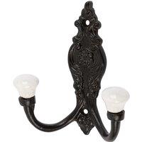 Hammer and Tongs Ornate Double White Ceramic Coat Hook - W100mm x H115mm - Black | Size: 1000mm x 1000mm