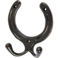 Hammer and Tongs Horse Shoe Double Coat Hook - W100mm x H110mm in Black | Size: 1000mm x 1000mm