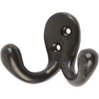 Hammer and Tongs Double Coat Hook - W70mm x H50mm in Black | Size: 1000mm x 1000mm