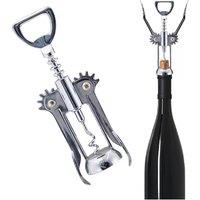 BARGAINS-GALORE Stainless Steel Wine Bottle Opener Corkscrew Beer Lid Waiter Accessory in Silver