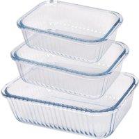 Argon Tableware Rectangular Glass Cake Dish Set - 3 Sizes - Optical Oven Baking Tray in Clear