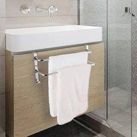 EONLION Double Towel Rail Racks Holder Over in Silver