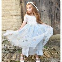UK Flower Girl Boutique Girl's Enchanted Dress - Baby Blue /White Lace | Size: 3-4 Years