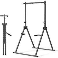 NESTLUNE 8Levels Adjustable Foldable Power Tower Station Pull Up Bar in Black | Size: 0-1 m