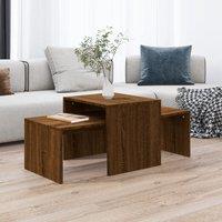 Berkfield Home Coffee Table Set Brown Oak 100x48x40 cm Engineered Wood | Size: 100 x 48 x 40 cm