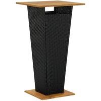 Berkfield Home Bar Table Black 60x60x110 cm Poly Rattan & Solid Acacia Wood | Size: 60 x 60 x 110 cm