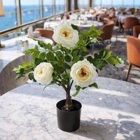 Leaf 70cm White Camellia Rose Plant Artificial Premium