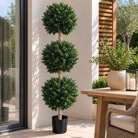 Leaf 150cm UV Protected Triple Ball Topiary Tree Artificial Premium in Green
