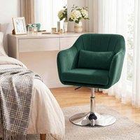 HOMCOM Retro Velvet Swivel Tub Chair with Steel Frame Dark Green