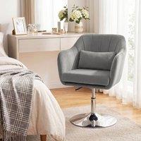 HOMCOM Retro Velvet Swivel Tub Chair with Steel Frame Grey