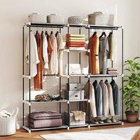 HOMCOM Open Portable Wardrobe, Clothes Rack with 8 Shelves, Light Grey