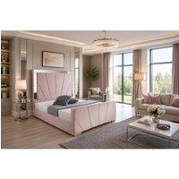 Stratus Interiors Knightsbridge Art Deco Lined Mirrored Bed Frame - Non storage in Pink | Size: Single