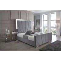 Stratus Interiors Knightsbridge Art Deco Lined Mirrored Bed Frame - Gas lift Storage in Grey | Size: Single