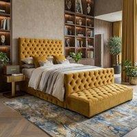 Stratus Interiors Hilton Tall Chesterfield Bed Frame with High Footboard - No storage in Mustard | Size: Single