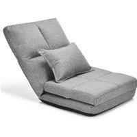 Costway Adjustable Floor Chair 6 Positions Folding Floor Sofa W/ Pillow in Grey