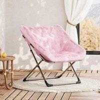 VOGREX Folding Saucer Chair for Adult Comfy Lazy Chair 300LB No Assembly in Pink