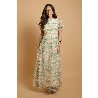 Oasis Women's Trailing Bloom Tiered Mesh Maxi Dress | Size: 10
