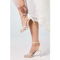 Coast Women's Bridal Wide Fit Tilda Satin Lattice Front High Heel Sandals in White | Size: 3