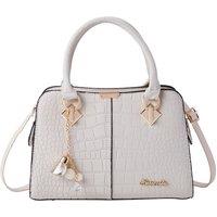 MODISHION Women's Fashion PU Crocodile Pattern Handbag with Crossbody Strap in White