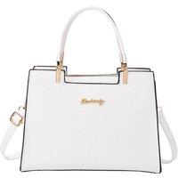 MODISHION Women's Glossy PU Croc-Embossed Handbag with Crossbody Strap in White