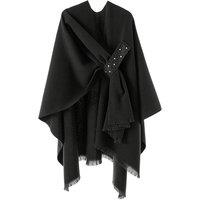 MODISHION Women's Embellished Detail Oversized Shawl in Black