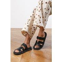 Where's That From Women's 'Alana' Chunky Link Detail Strap Sandal in Black | Size: 6