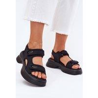 Love Lace Women's Textile Platform Sandals with Double Velcro & Gold Detail in Black | Size: 4.5