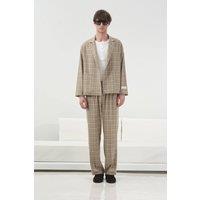 Giesto Men's Polyviscose Checked Jacket with Pockets in Beige
