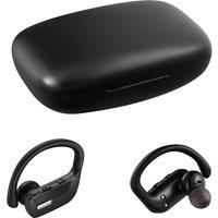 Living and Home Black Sports True Wireless Earbuds with Ear Hooks & Charging Case