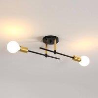 Pheashine Black Gold 46cm 2-Light Sputnik Ceiling Lamp E27 Adjustable 46x14x12cm | Size: 46 x 14 x 12 cm