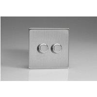 Varilight JDSP252S Leading & Trailing Edge Brushed Steel 2-Gang in Grey