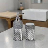 Showerdrape Ravello Bathroom Accessory Set - Soap Dispenser & Tumbler in Grey