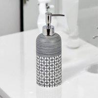 Showerdrape Ravello Geo Floral Grey & White Liquid Soap Dispenser