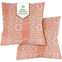 Gardenwize Pack of 2 Jacquard Printed Scatter Cushions in Terracotta