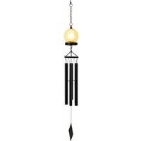 Gardenwize Solar LED Crackle Wind Chime Garden Light in Black