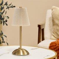 OHS Pleated Bedside Lamp LED Rechargeable Cordless Night Light in Natural