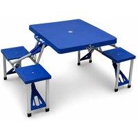 Oypla Portable Folding Outdoor Picnic Table & Bench Set in Blue