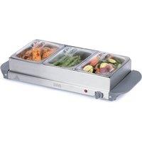 LIVIVO Buffet Server & Plate Warmer 3 Tray Food Warmer with Adjustable Temperature & Lids for Parties in Metallic Silver