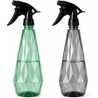 Keplin Water Spray Bottles (2 Pack) 600ml - Adjustable Nozzle (Grey & Green)