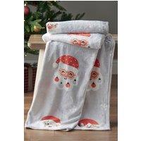 Catherine Lansfield Christmas Santa Spec-Tacular Cosy Fleece 130x170cm Blanket Throw in Grey | Size: 130 cm x 170 cm