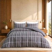 Pamposh Microfibre Duvet Cover Set King Size Reversible Bedding Sets in Charcoal | Size: Single