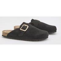 Dorothy Perkins Women's Tereni Faux Suede Buckle Detail Slip On Mules in Natural Black | Size: 6