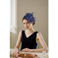 MODISHION Women's Feather Flower Fascinator Headband in Navy