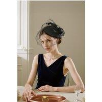 MODISHION Women's Vintage Feather Veil Fascinator in Black