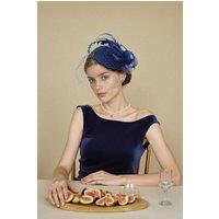 MODISHION Women's Vintage Feather Veil Fascinator in Navy