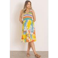 Klass. Women's Tie Dye & Crochet Sleeveless Dress in White | Size: 10