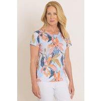 Anna Rose Women's Embellished Floral Print Top in White | Size: XL