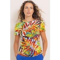 Anna Rose Women's Leaf Printed Short Sleeve Top | Size: 2XL